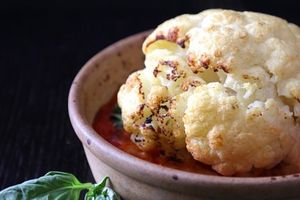 Baked Italian Cauliflower with Mozzarella & Basil